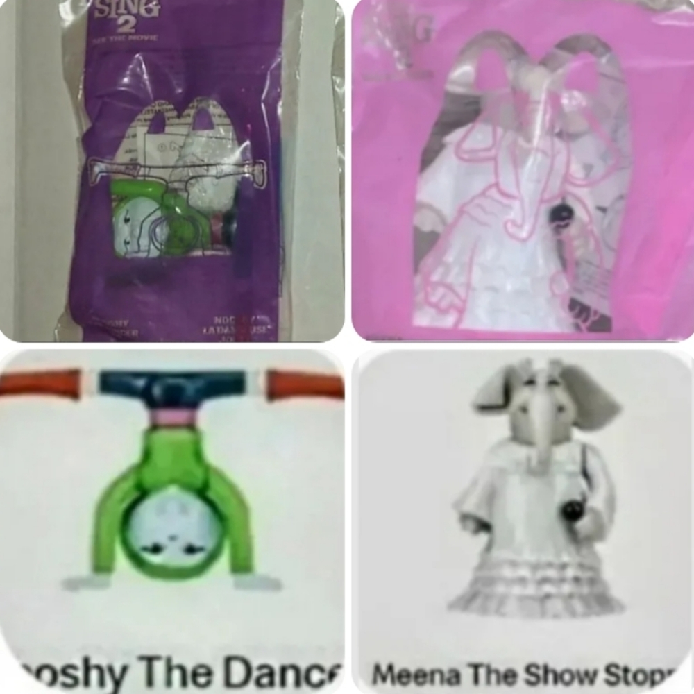 Lot of two SING 2 McDonald's Happy Meal Toys NOOSHY & MEENA New In Package!